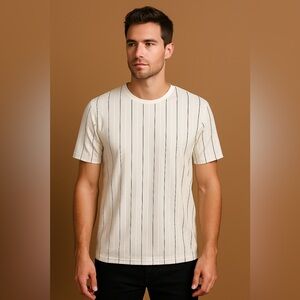SHEIN Beige and Black Striped Men's Tee